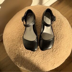MM6 Maison Martin Margiela Black Leather Mary Jane Block Heels
